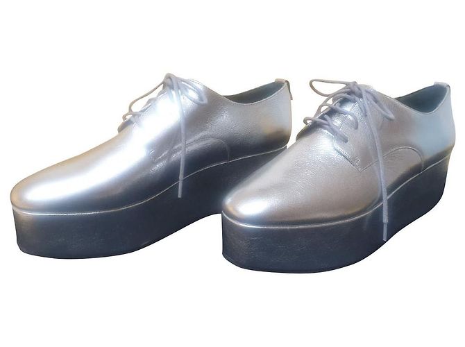 Calvin Klein Scarpe stringate in pelle argento
