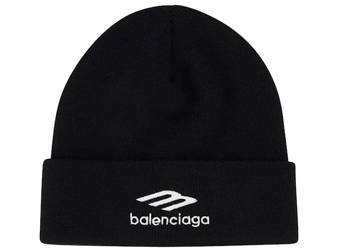 Balenciaga Gorro de malha ícone esportivo em preto/branco  ref.689153