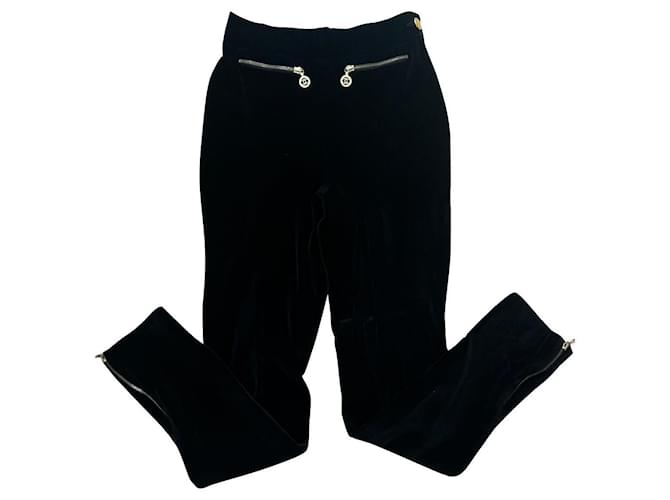 Chanel calça, leggings Preto Veludo  ref.689190