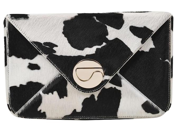 Autre Marque Mailbox Clutch in White and Black Leather  ref.689206