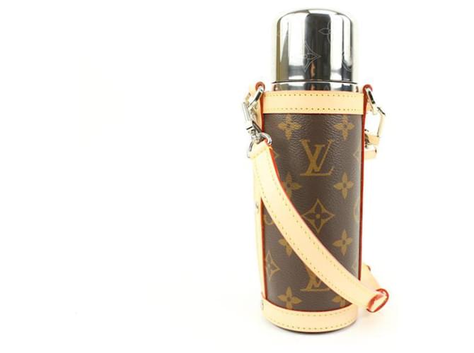 Louis Vuitton Monogram Flask Holder Thermos with Case Water Bottle Leather  ref.689213