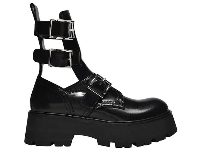 Alexander Mcqueen Platform Shoes in Black Leather  ref.689220