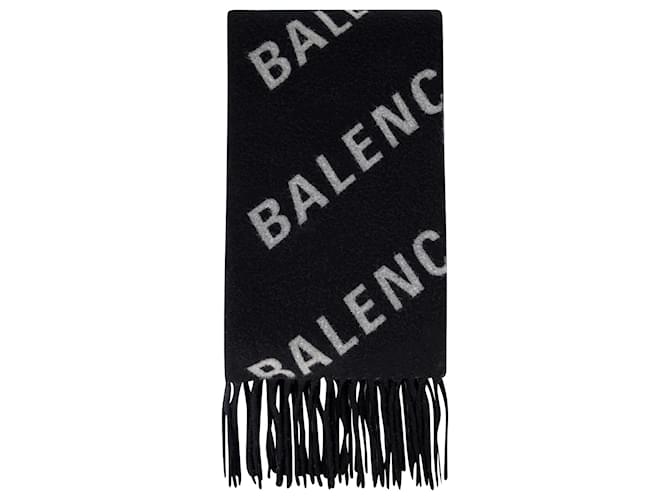 Balenciaga Echarpe en Laine Noir / Blanc  ref.689278