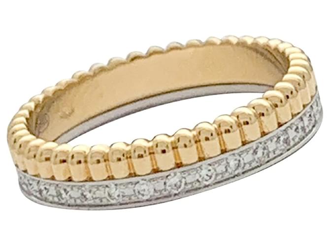 Boucheron Ring, „Four Radiant Edition Grosgrain“, zwei Gold- und Diamanten. Weißgold Gelbes Gold  ref.689622