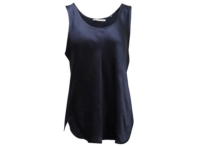 Canotta Vince in Seta Blu Navy