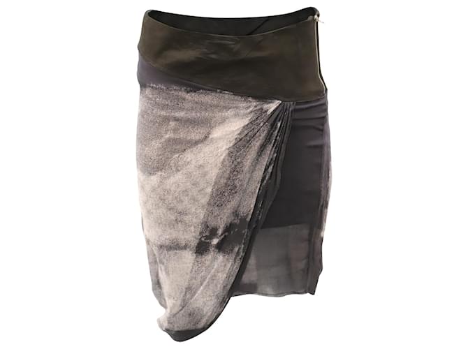 Helmut Lang Draped Skirt in Grey Modal Black Cellulose fibre  ref.689837