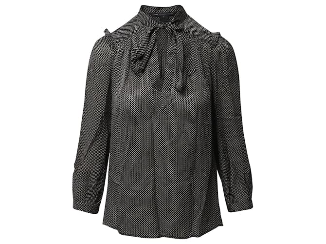 Marc by Marc Jacobs Polka Dot Pussy Bow Blouse in Black Silk  ref.689844