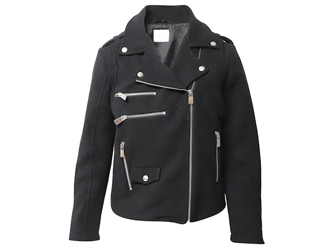 Anine Bing Benjamin Moto Jacket in Black Wool  ref.689876