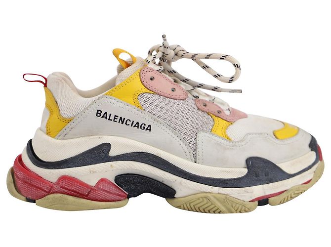 Balenciaga Baskets Triple S en Cuir et Mesh Multicolore Imprimé python