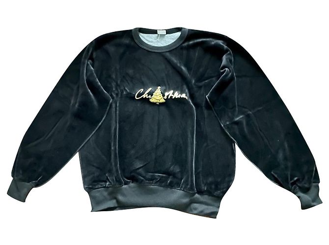 Sonia Rykiel Sweatshirt aus schwarzem Samt mit Goldstickerei Golden