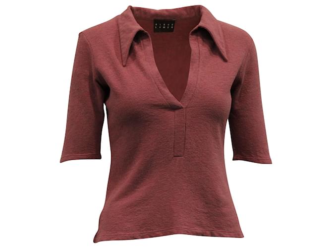 Autre Marque Albus Lumen Point Collar Polo Shirt in Red Linen  ref.689925