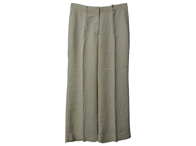 Pantaloni a pieghe Victoria Beckham in viscosa panna Bianco Crudo Fibra di cellulosa  ref.689943
