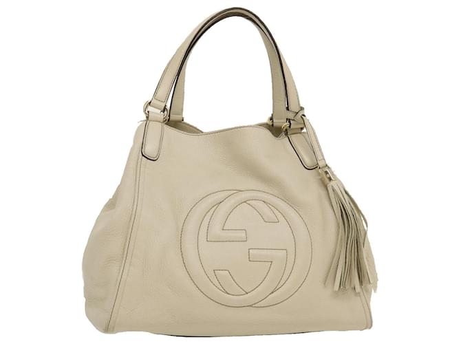 GUCCI Soho Fringe Tote Bag White Auth am2471g Leather  ref.690093
