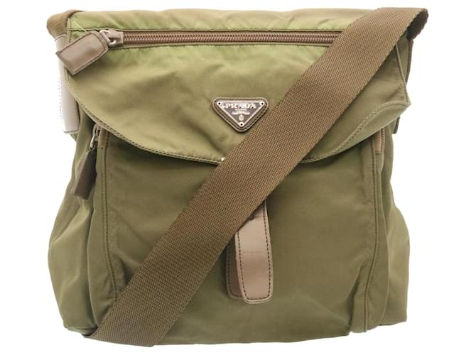 PRADA Shoulder Bag Nylon Khaki Auth ar6114  ref.690102