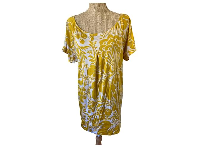 Diane Von Furstenberg Dresses White Mustard Silk Nylon  ref.690190
