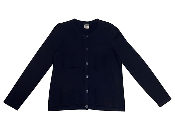 Cambon Chanel Coats, Outerwear Navy blue Cotton Wool  ref.690195