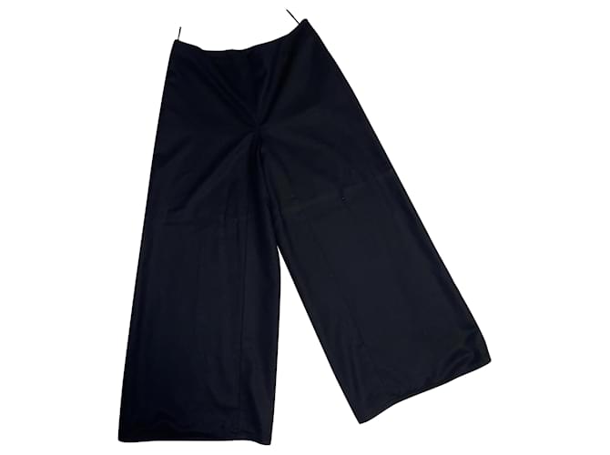 Cambon Chanel calça, leggings Preto Seda Lã  ref.690206