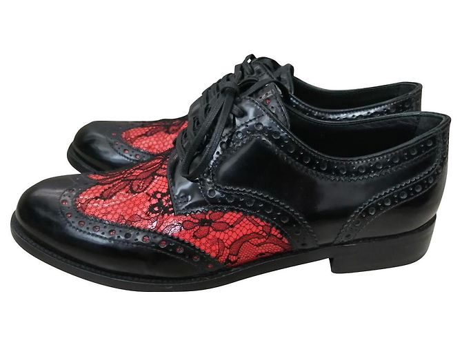 Dolce & Gabbana Schnürschuhe aus Leder schwarz