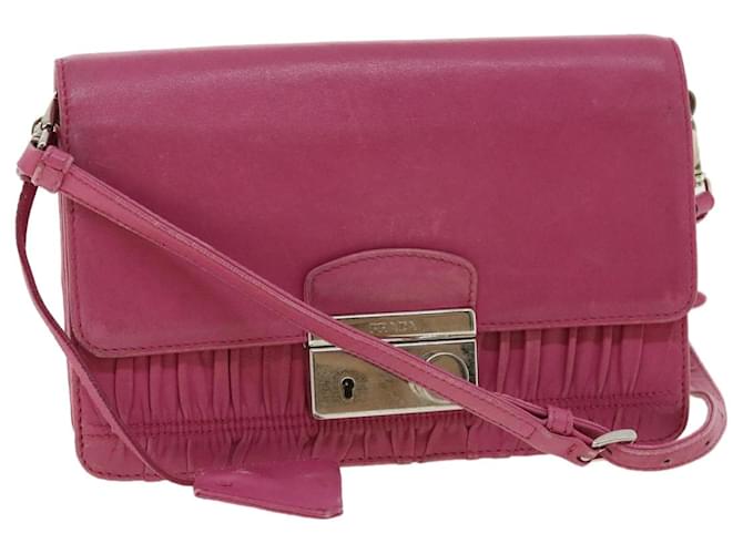 PRADA Wallet Shoulder Bag Leather Pink Auth bs2461  ref.690421