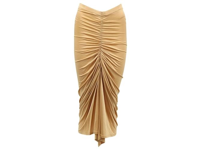 Autre Marque Dodo Bar Or Ruched High-Rise Midi Skirt in Brown Acetate Cellulose fibre  ref.690670