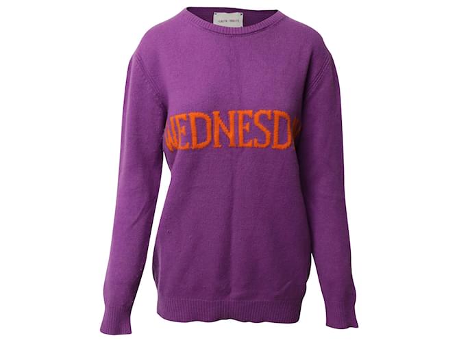 Alberta Ferretti Wednesday Patch Sweater in Violet Wool Purple  ref.690725