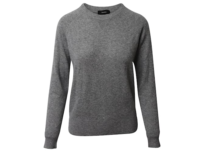 Theory Crew Neck Sweater in Grey Cashmere Wool  ref.690823