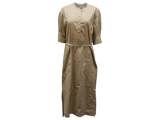 Joseph Barker Pinstripe Midi Shirt Dress in Beige Cotton  ref.690832