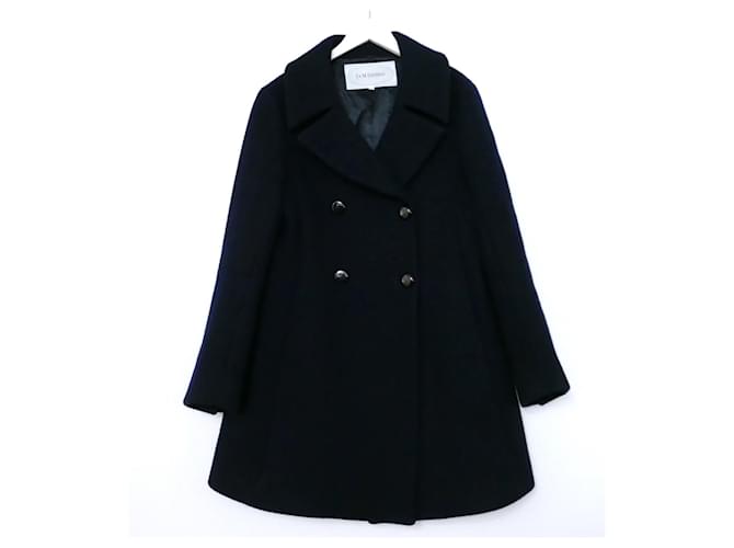 J&M Davidson Navy Wool Flared Coat