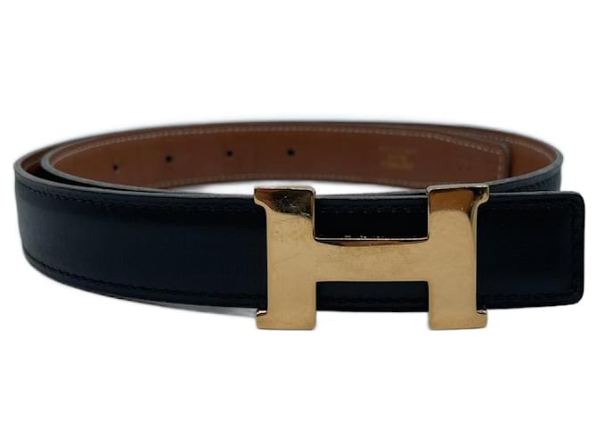 Cinturón negro Hermès Constance Cuero  ref.691112