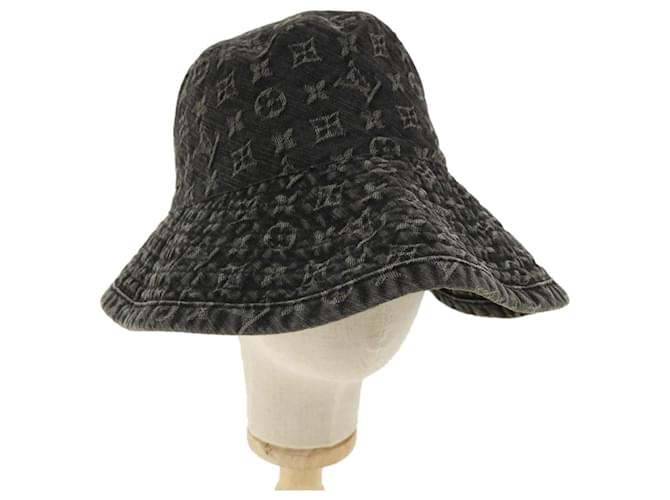 LOUIS VUITTON Monogram Denim Chapo Hat Noir N80207 LV Auth bs2468  ref.691120