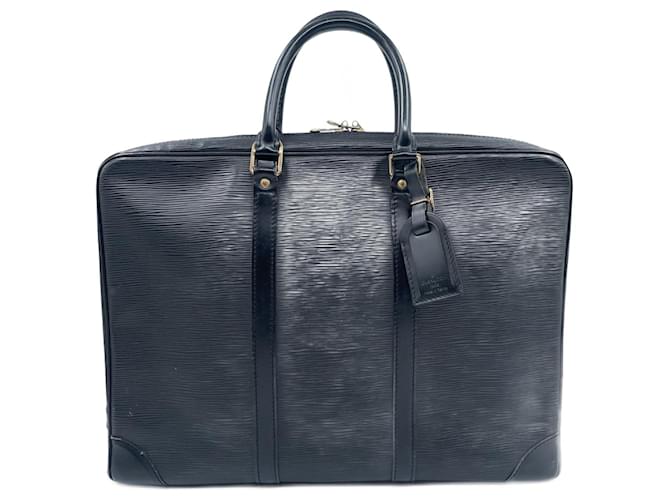 Black Epi Leather Louis Vuitton Porte Documents Voyage  ref.691167