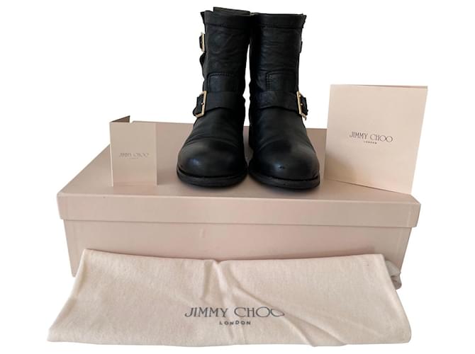 Jimmy Choo Ankle Boots Black Leather  ref.691256