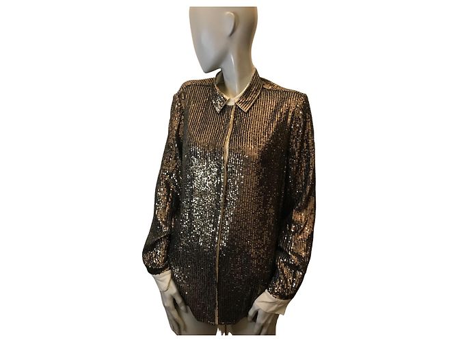Autre Marque Sequin blouse eggshell and gold Golden