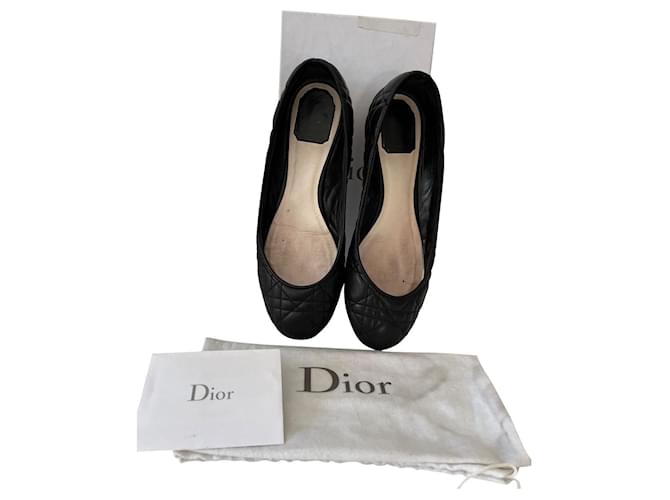 Dior Ballerinas Schwarz Leder  ref.691265