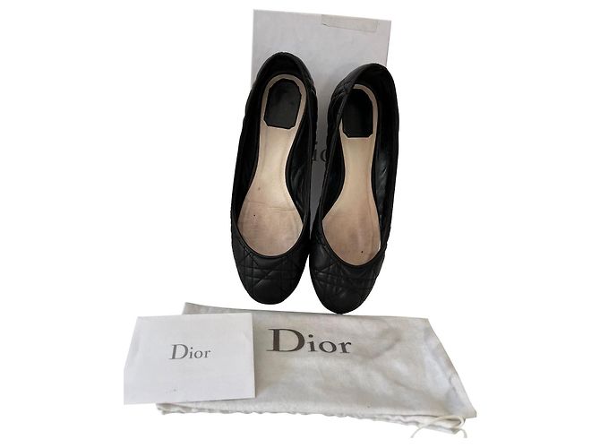 Dior black leather ballet flats size 39
