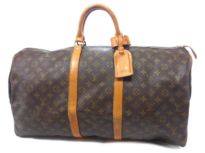 Louis Vuitton keepall 55 monogram Brown Leather  ref.691299