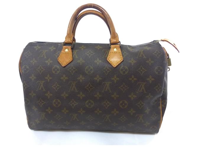 Louis Vuitton Speedy 35 monogram Brown Leather  ref.691306