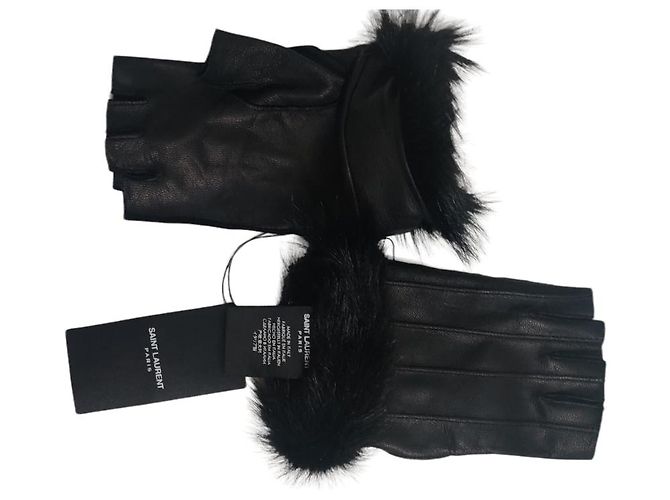 luvas de couro Saint Laurent Preto