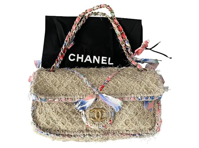 Timeless Chanel Handtaschen Beige Tuch  ref.691336
