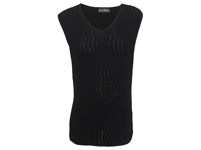 Salvatore Ferragamo silk knit top in black. Size L  ref.691341