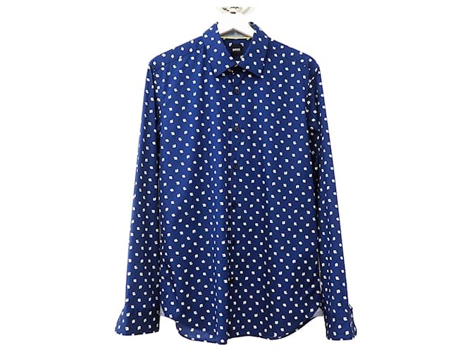 Hugo Boss floral print regular fit shirt in dark blue Size M Cotton Elastane  ref.691352