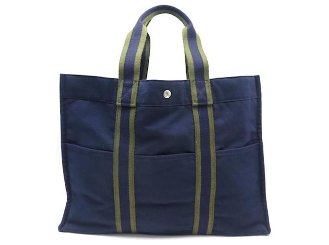 Hermès HERMES TOTO GM CABAS IN BLUE CANVAS BLUE CANVAS TOTE HAND BAG Cloth  ref.691423