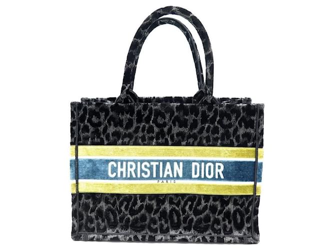 Christian Dior NEW CHRISTIAN BOOK TOTE LARGE HANDBAG WITH MIZZA M EMBROIDERY1286ZRHM CABAS BAG Grey Velvet  ref.691434