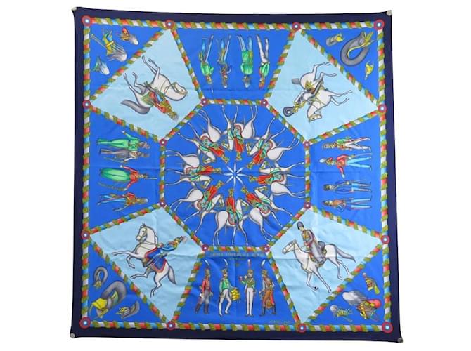 Hermès VINTAGE HERMES SCARF THE IMPERIAL RUSSIAN ARMY OF 1816 a 1916 Carré 90 soie Blue Silk  ref.691557