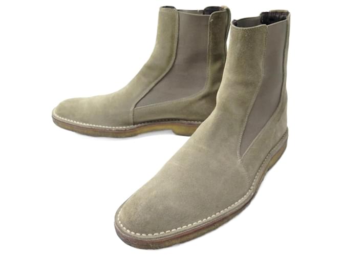 SHOES BOOTS CHRISTIAN DIOR CHELSEA BOOTS 44 TAUPE SUEDE SHOES  ref.691573