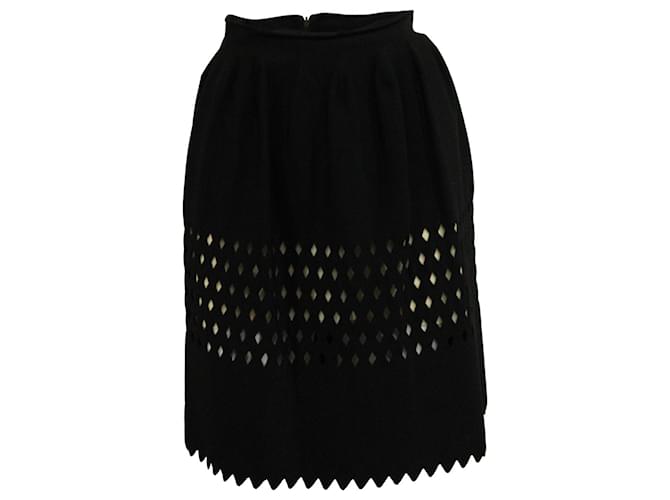 Fendi Laser Cut Knee Length Skirt in Black Viscose Cellulose fibre  ref.691802
