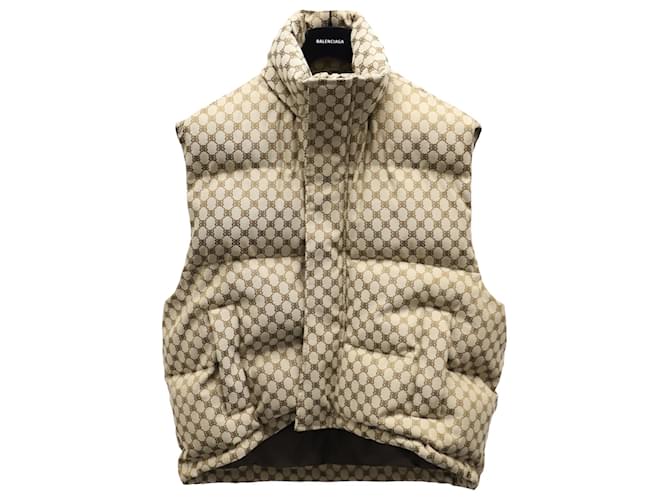 Balenciaga x Gucci Hacker Cocoon Puffer Vest in Beige Polyester  ref.691827