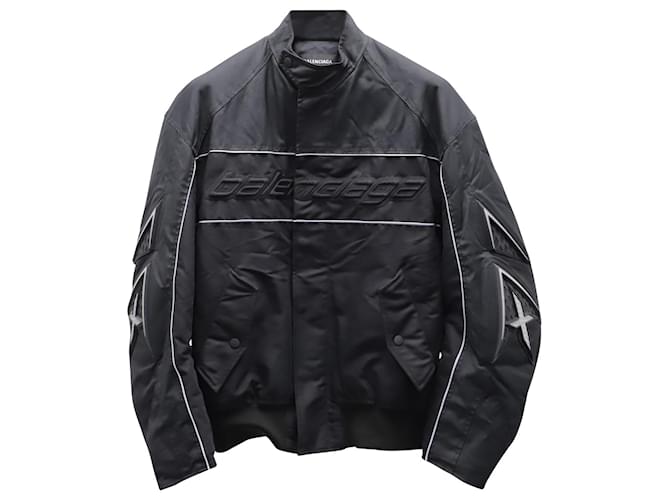 Balenciaga Oversized Padded Logo Bomber Jacket in Black Polyamide Nylon  ref.691861