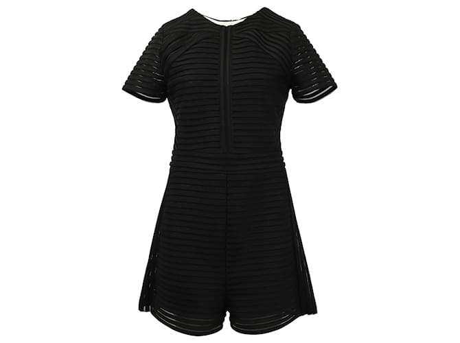 Maje Textured Playsuit in Black Polyester  ref.691867