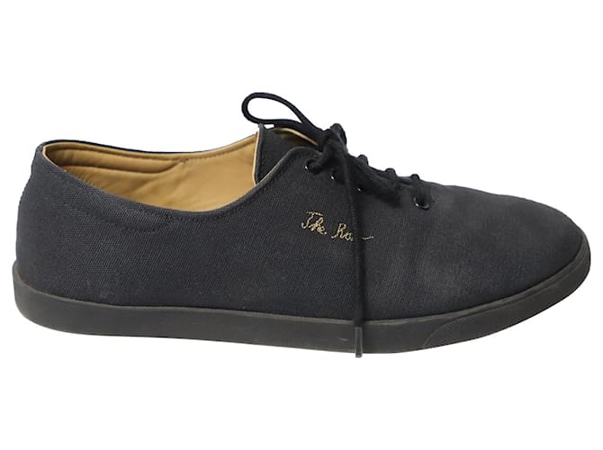 The Row Dean Embroidered Sneakers in Black Canvas Cloth  ref.691874